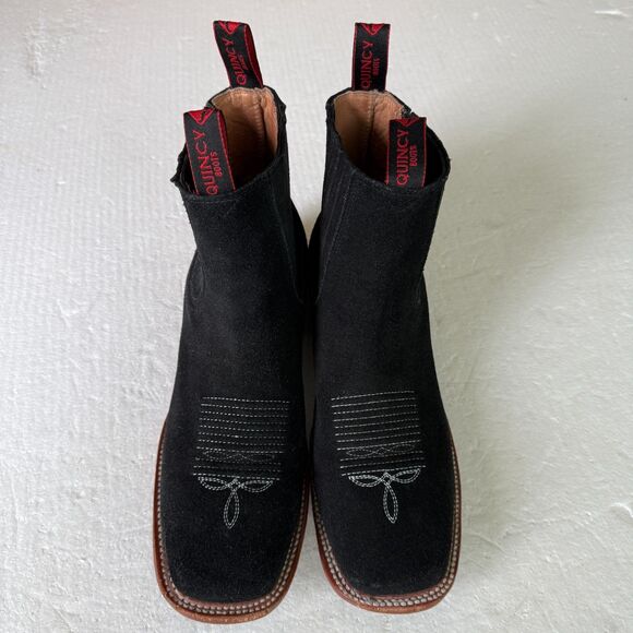 Size 12 - Quincy Chelsea Boots Black Square Toe Mexico Sz 30 EE BOTINES CHARROS